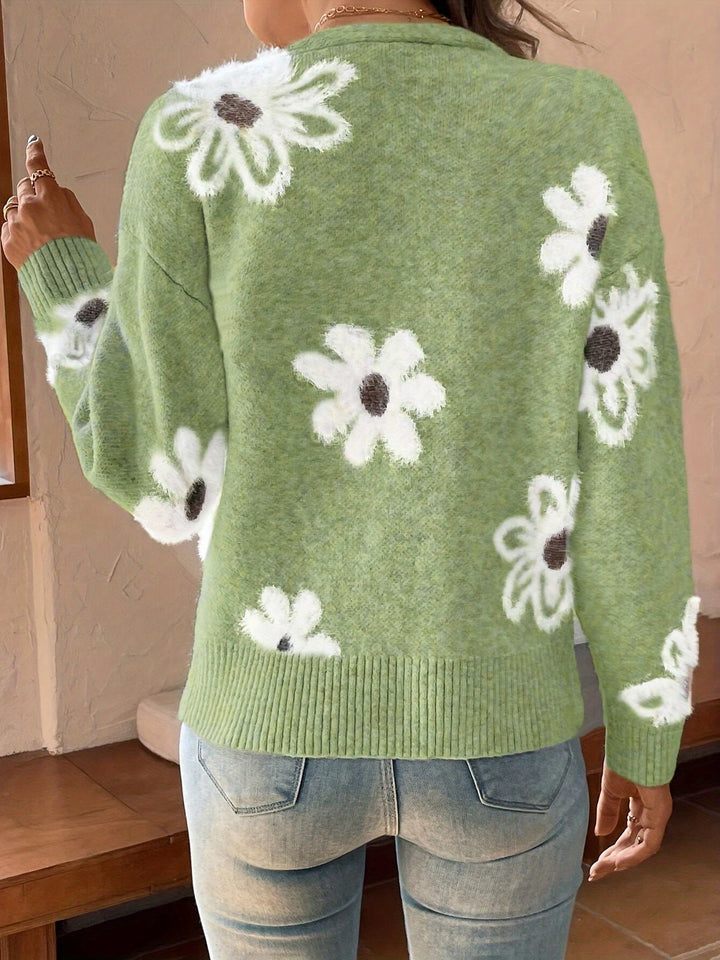 Nina | Sweter z Wzorem Kwiatowym