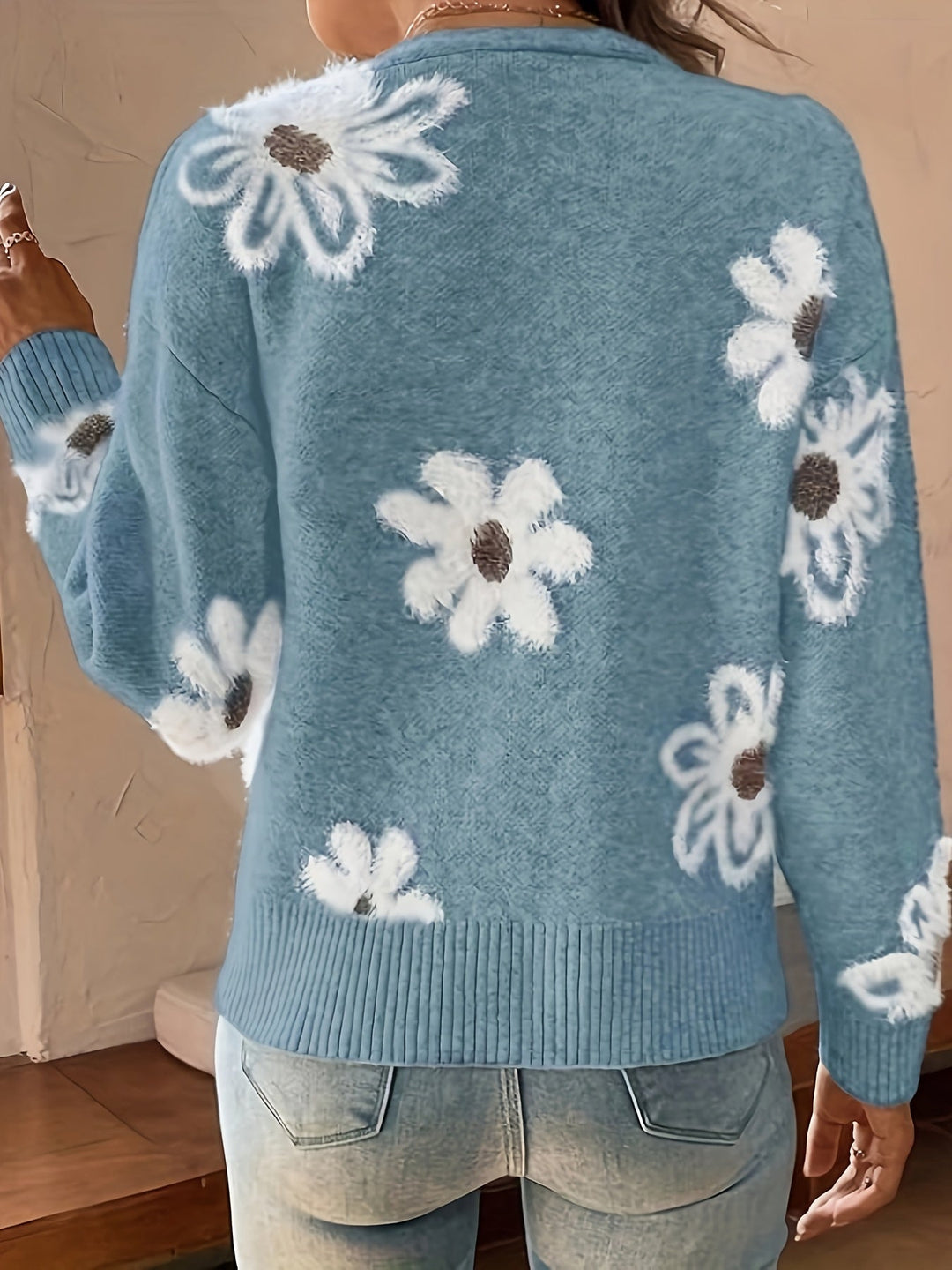 Nina | Sweter z Wzorem Kwiatowym