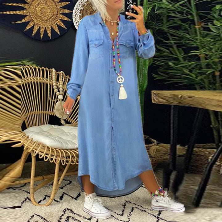Lilla™ | Wygodna sukienka koszulowa z denimu