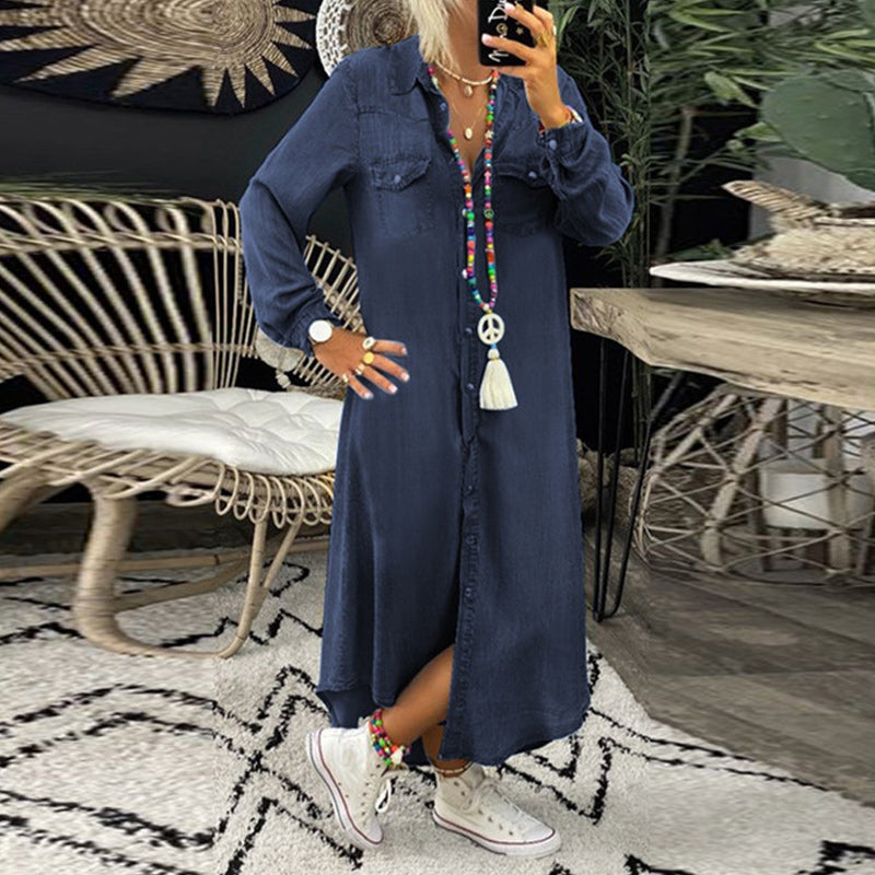 Lilla™ | Wygodna sukienka koszulowa z denimu