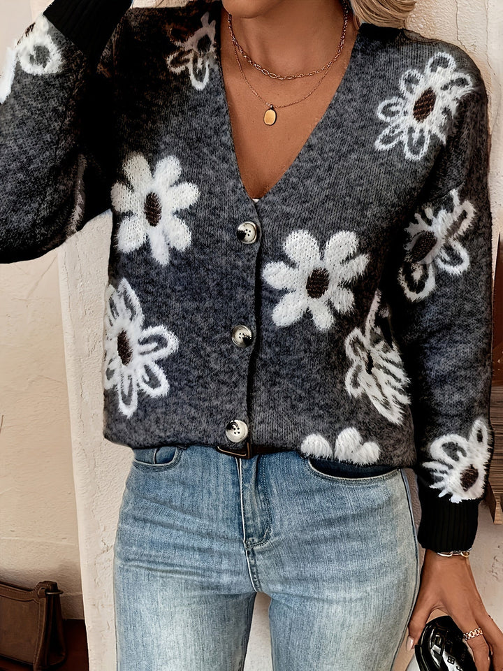 Nina | Sweter z Wzorem Kwiatowym