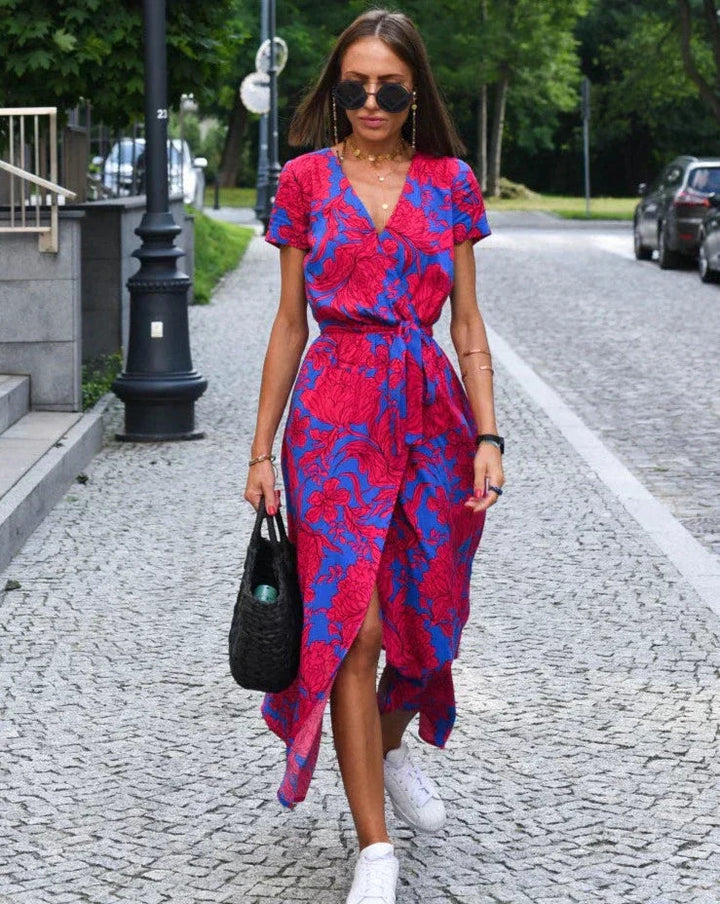 Barbara | Midi sukienka kopertowa o wyrazistym stylu