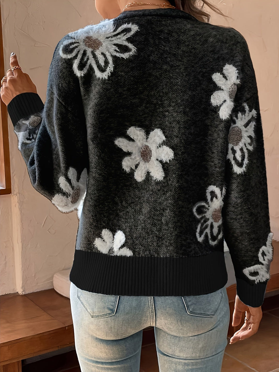 Nina | Sweter z Wzorem Kwiatowym