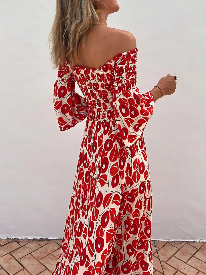 Alina | Sukienka Maxi z Odkrytymi Ramionami i Boho Urokiem