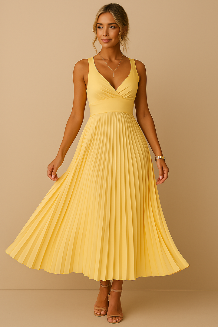Liliana | Sunshine Plisowana sukienka midi