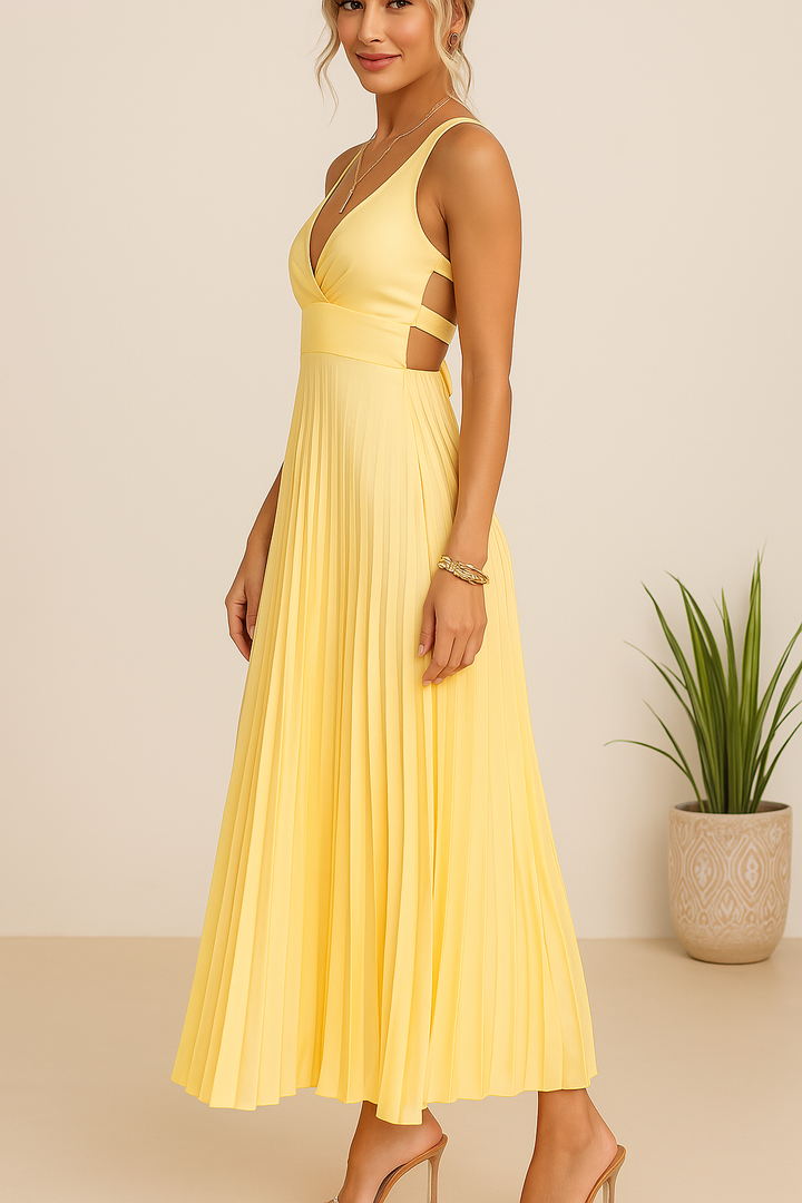 Liliana | Sunshine Plisowana sukienka midi