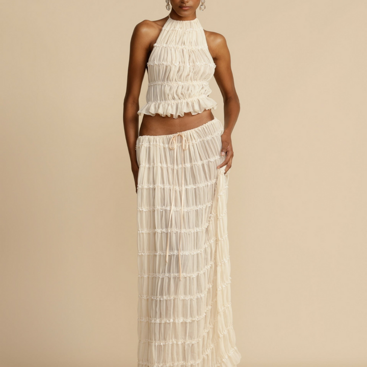 Jeanette™ | Zestaw topu na halter i spódnicy