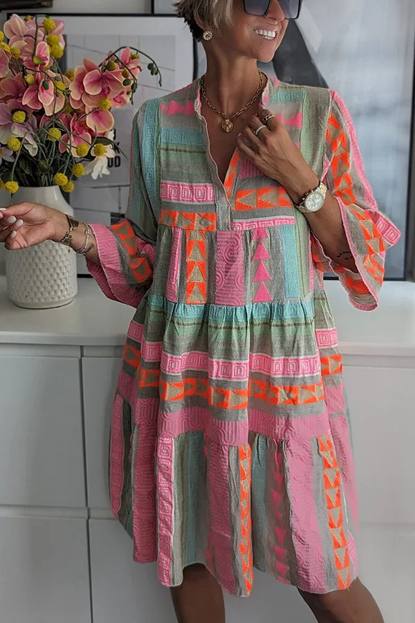 Amery | Zwiewna sukienka boho z unikalnym nadrukiem