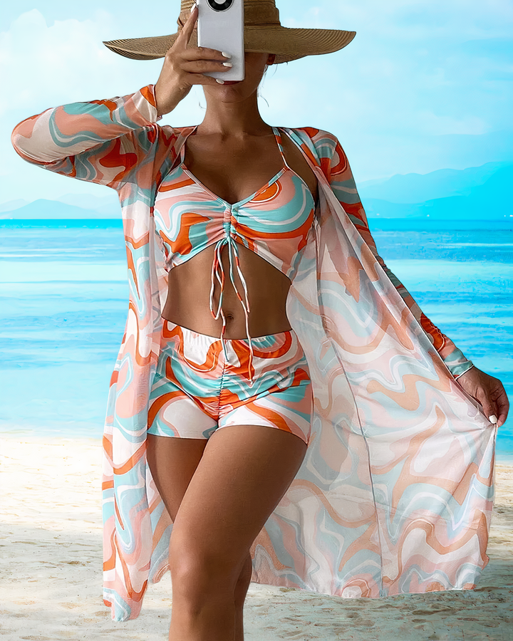 AMALFI - Bikini z wysokim stanem z narzutką