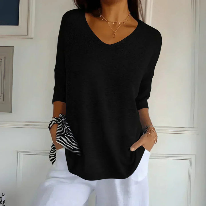 Stefania | Bluzka z Półrękawkiem w Stylu Casual Chic