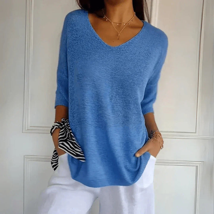 Stefania | Bluzka z Półrękawkiem w Stylu Casual Chic