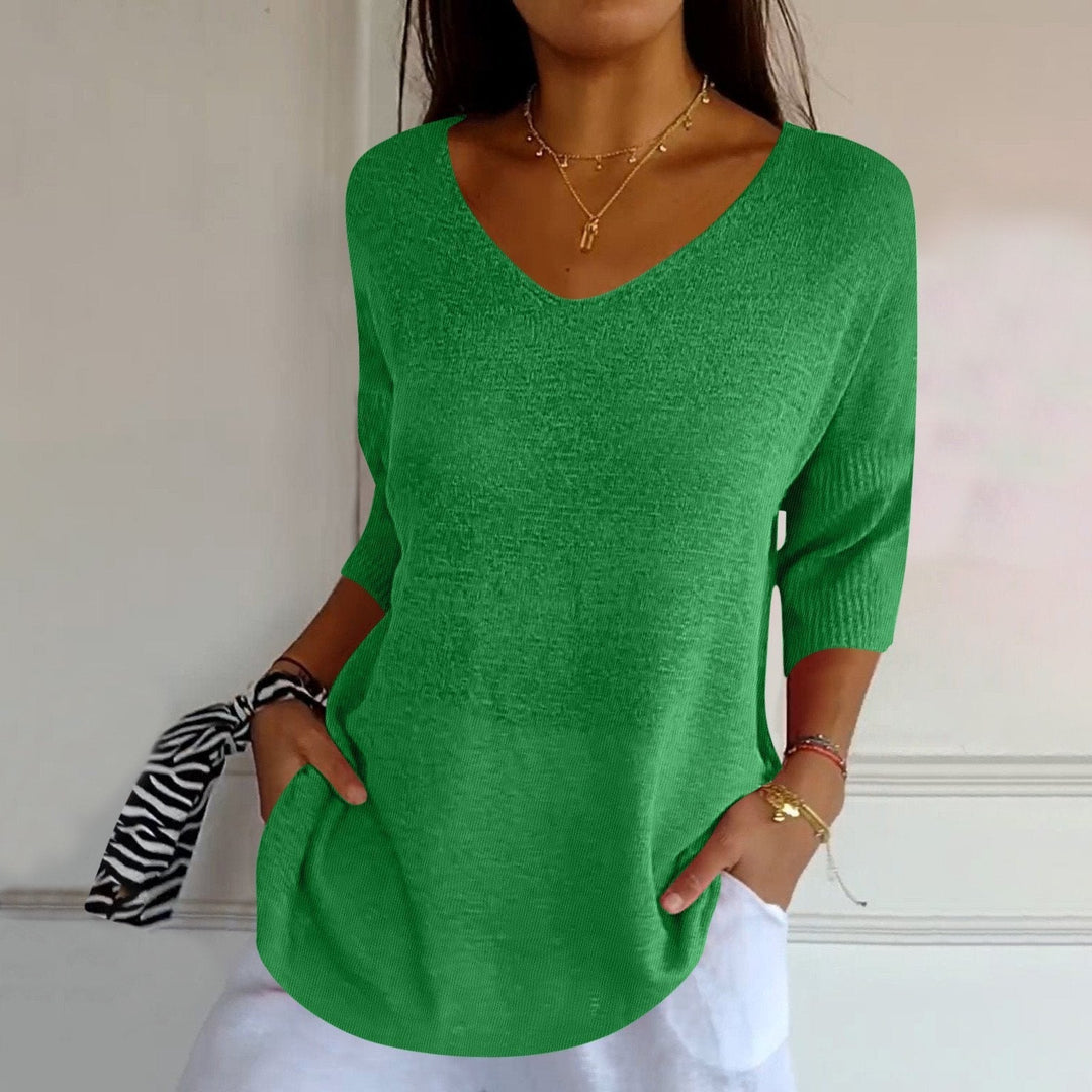 Stefania | Bluzka z Półrękawkiem w Stylu Casual Chic