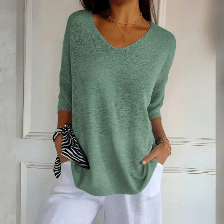 Stefania | Bluzka z Półrękawkiem w Stylu Casual Chic