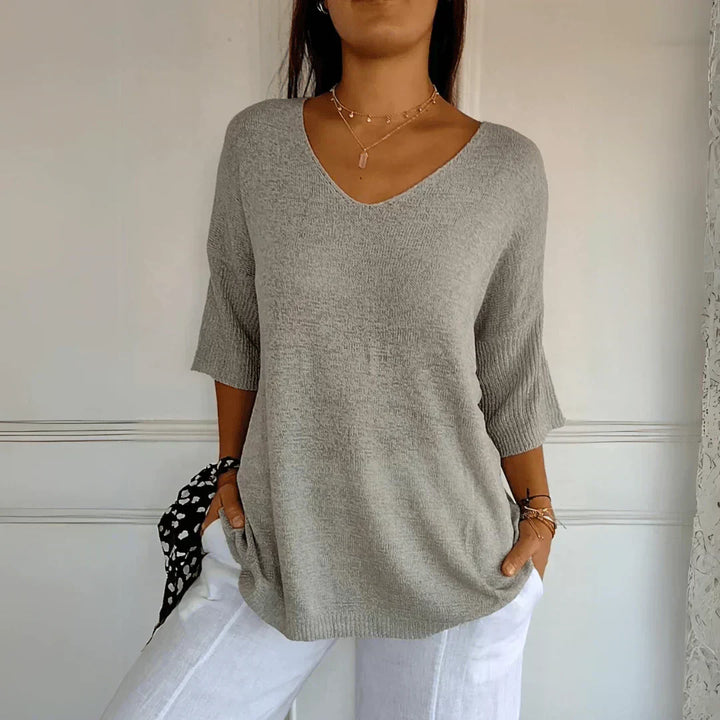 Stefania | Bluzka z Półrękawkiem w Stylu Casual Chic