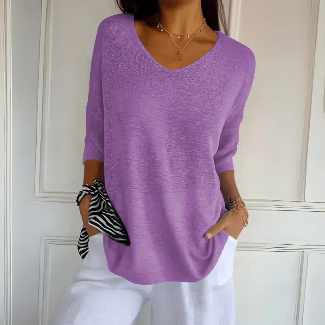 Stefania | Bluzka z Półrękawkiem w Stylu Casual Chic