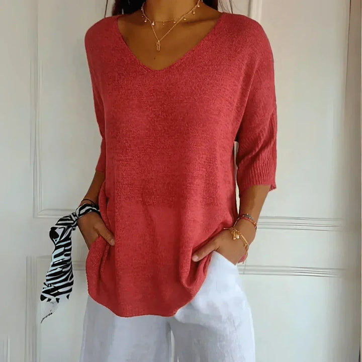 Stefania | Bluzka z Półrękawkiem w Stylu Casual Chic