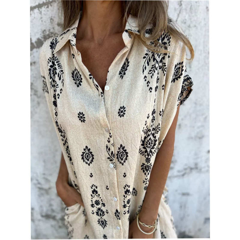 Sabina | Sukienka Koszulowa Midi w Stylu Boho