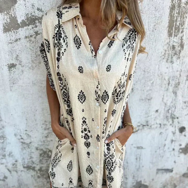 Sabina | Sukienka Koszulowa Midi w Stylu Boho