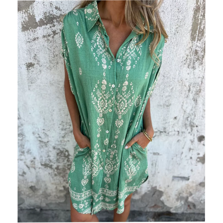 Sabina | Sukienka Koszulowa Midi w Stylu Boho